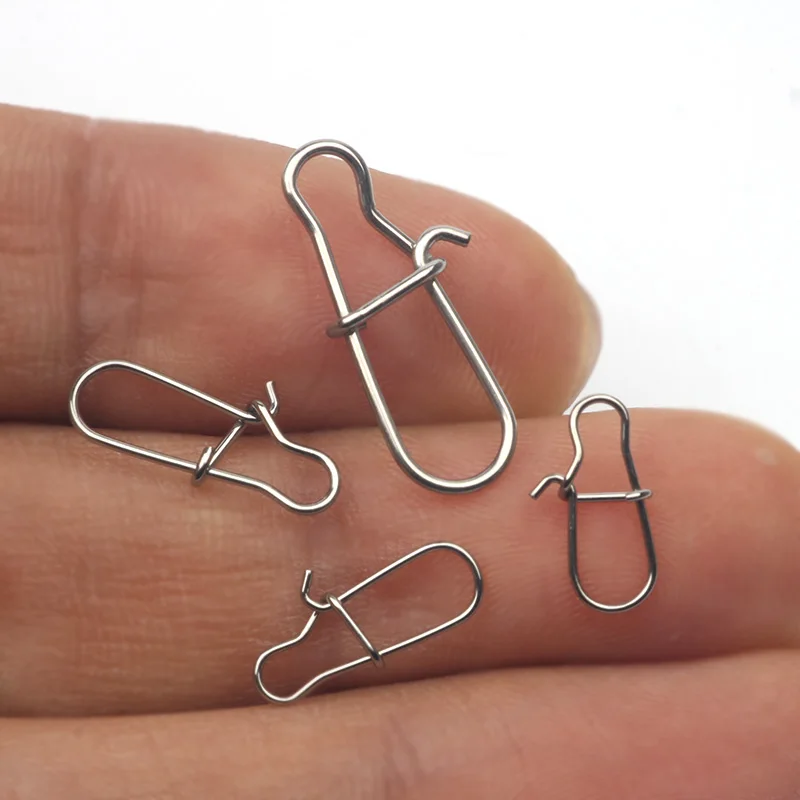 100pcs #000-4# Fishing Nice Hooked Snap Pin 304 Stainless Steel Fishing Barrel Swivel Lure Connector Accessories Connector Snap