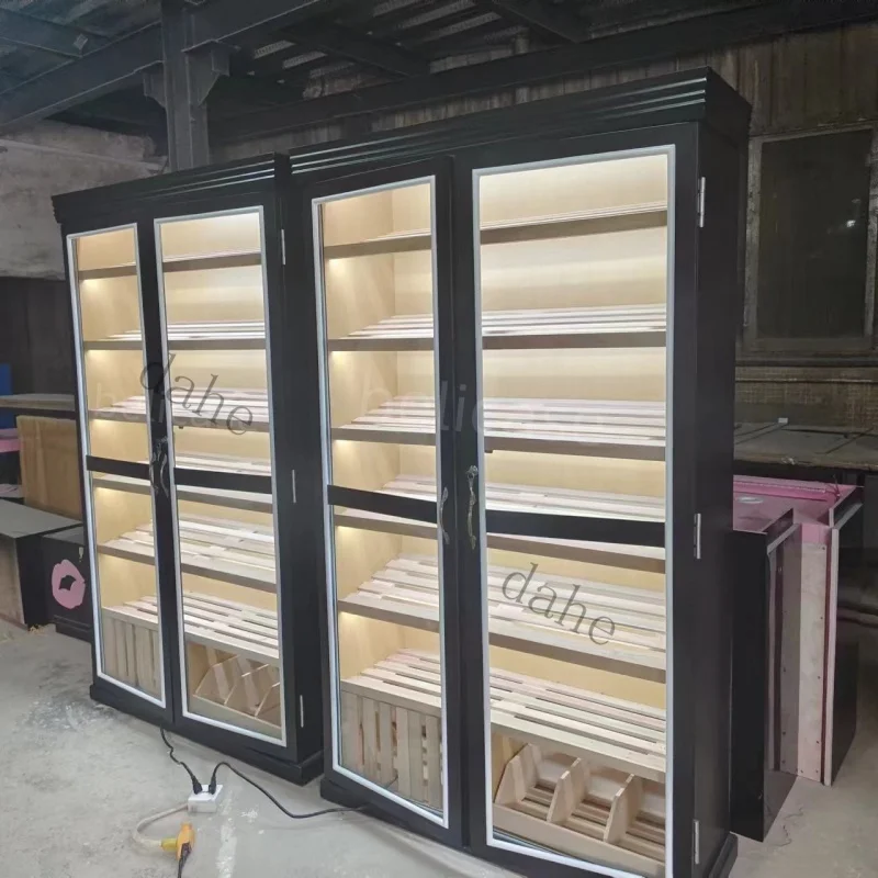 custom.Commercial Cigar Display Showcase Store Sliding Door Cigar Humidor Display Cigar Humidor Cabinets for Smoke Shop