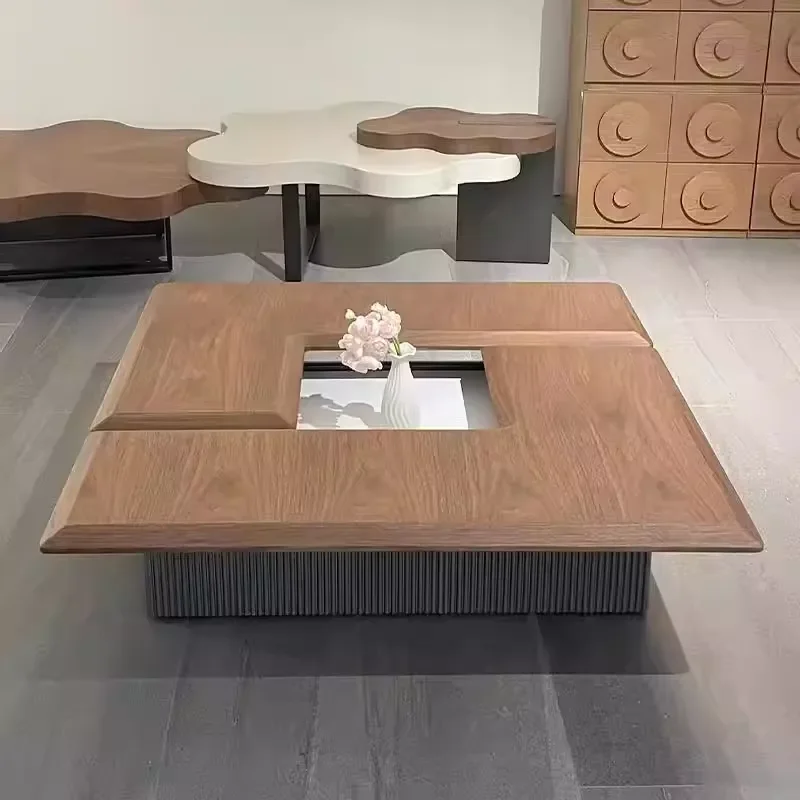 Square Rectangular Modern Coffee Table Italian Minimalism Foldable Customized Color Multifunctional Walnut Wood Home