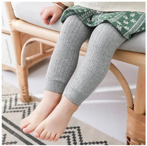 Girls Ribbed Knit Sweater And Footless Leggings Set Soft Cotton Basic Toddler Outfit 1-6 Years Comfortable Kids Bottom Ensemble
