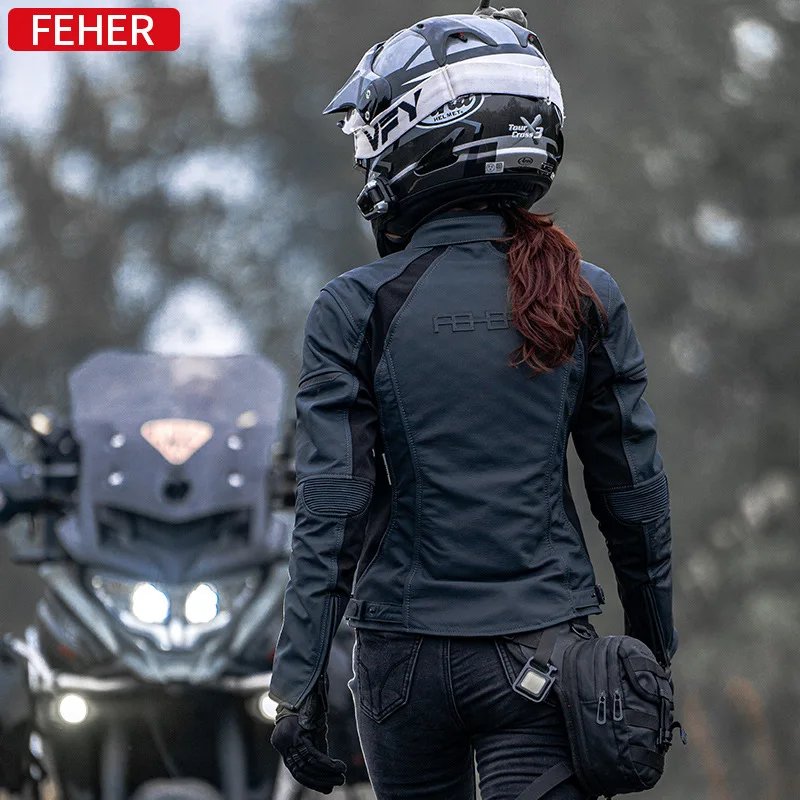 Feher Motorcycle Riding Suit Women'S Slim Fit Leather Jacket Winter Windproof And Warm Motorcycle Wear-Resistant Leather Jacket