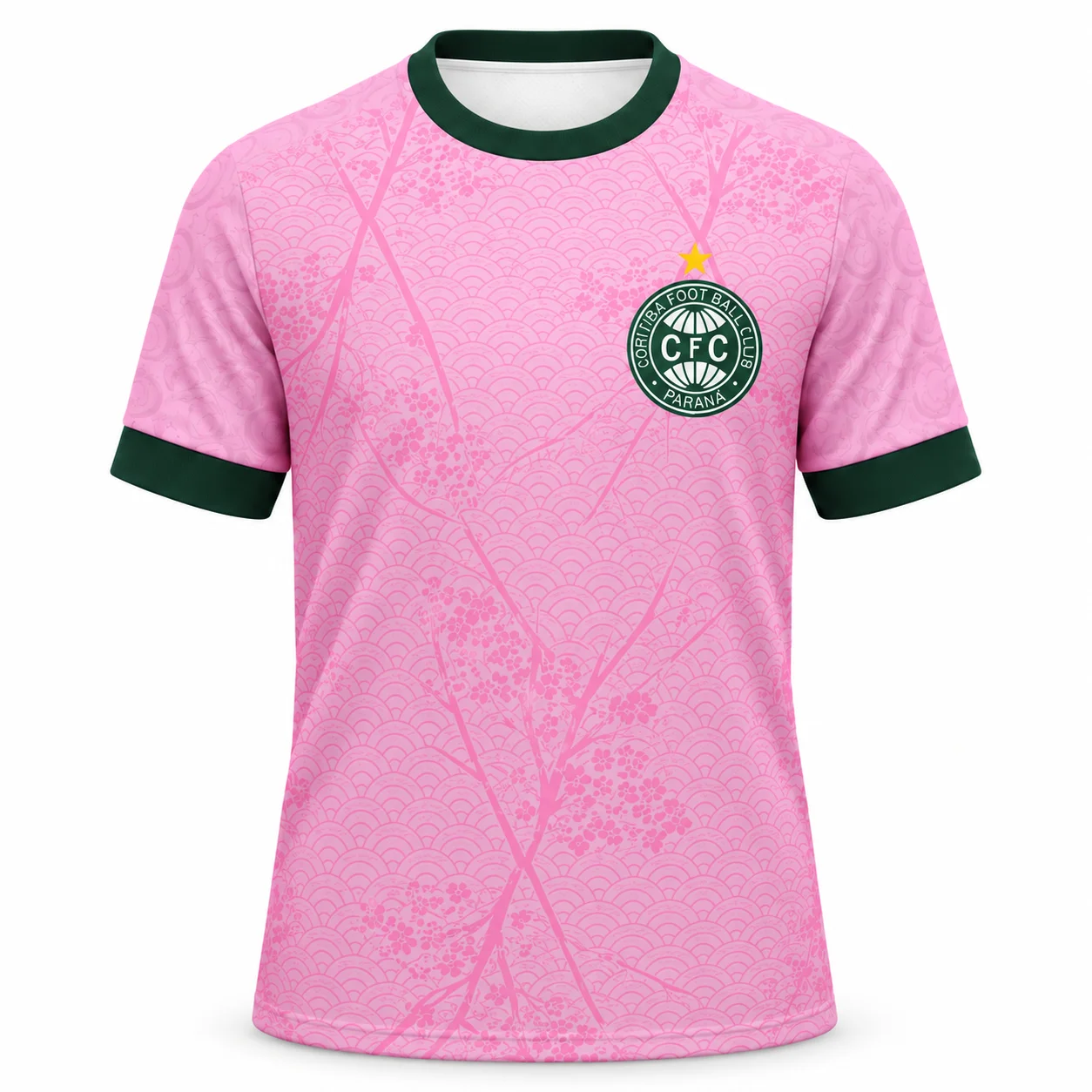 2026 Coritiba Sakura Pink October Football Jersey Men Women Kids Pink Cherry Blossom Print Short Sleeve Mesh Soccer Shirt