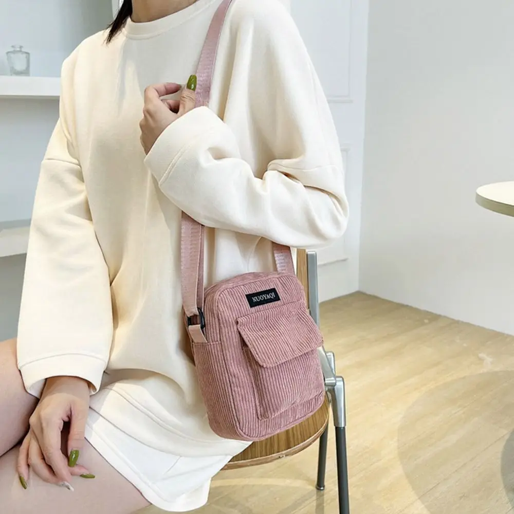 Women Men Corduroy Shoulder Bag Cute Small Handbags Casual Outdoor Messenger Bags