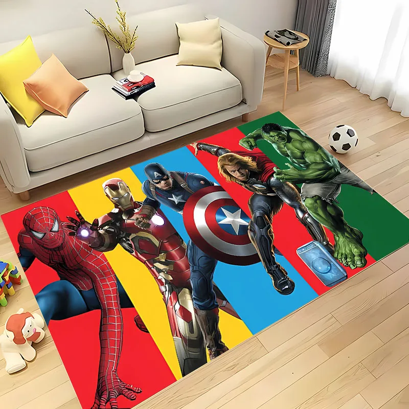 Marvel Avengers Superhero 3D HD Carpet,Rug for Living Room Tapete for Bedroom Sofa Kitchen Doormat Decor,Kids Non-slip Floor Mat