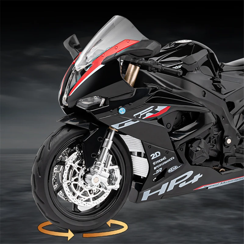 1:12 S1000RR HP4 Race Alloy Top luxury Sports Motorcycle Model Diecast Metal Road Racing Motorcycle Model Sound Light Kids Gifts