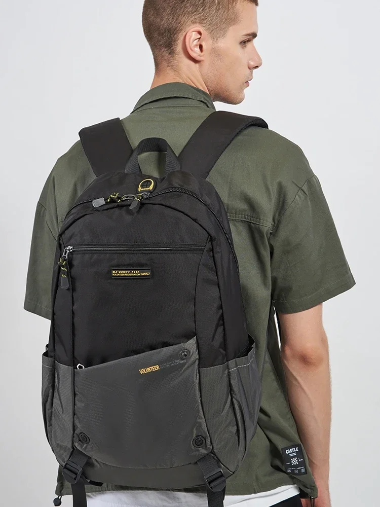 Volunteer Backpack for Men 2023 New Stylish Hiking Casual High Quality Multi-pocket splicing All-match Nylon Bags  1698-04