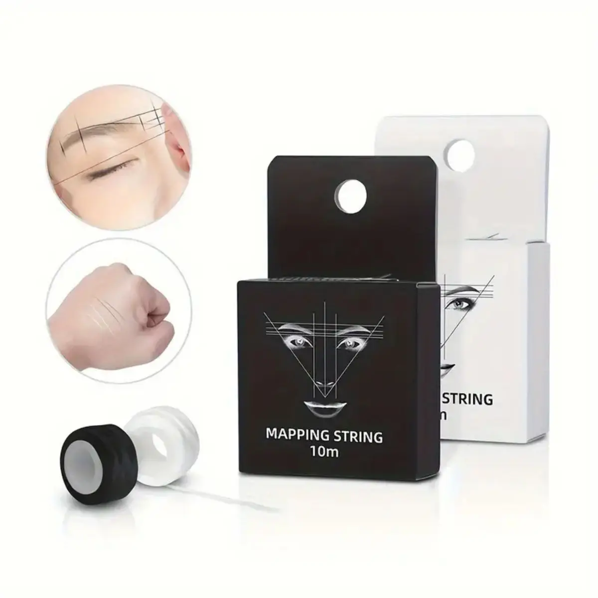 1 Pc, White/Black Microblading Mapping String Permanent Makeup Pre.Inked Eyebrow Marker Thread Brow Positioning Tool