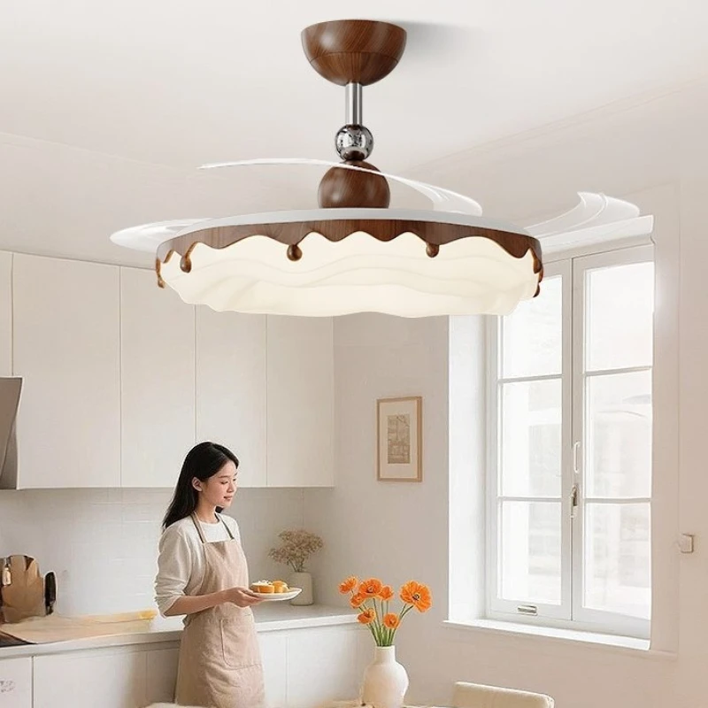 French Minimalist Style Living Room/Bedroom Mute Ceiling Fan Lights Designer Novelty Creative Villa LED Ornaments Ceiling Lamps