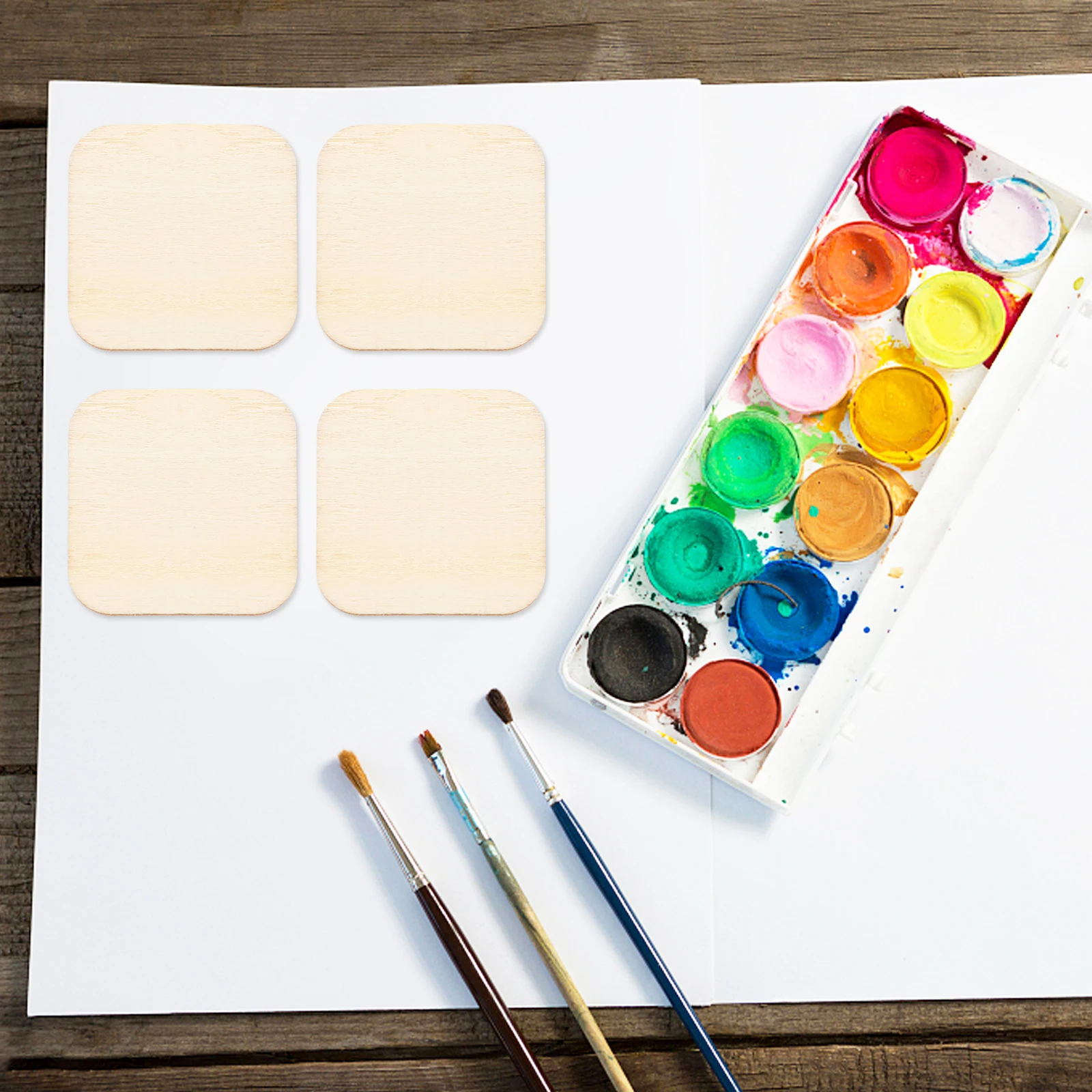 

100 PCS Wood Chip Crafts Holiday Decorations Diy Hang Tag Ornaments Gift Birthday