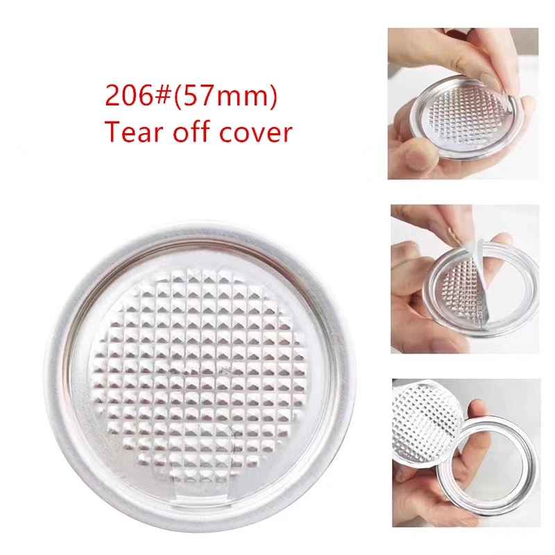 100pcs Aluminum Pull Ring Lid Beverage Soda Drink Can Lids 206#57MM Easy Open Tear Cover