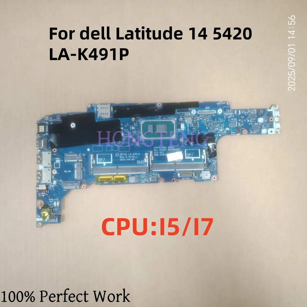 LA-K491P For Dell Latitude 14 5420 Laptop Motherboard 01M3M4 035x97 03P5X2 0HC01N 0M51J7 Mainboard with i5/i7 CPU 100% Perfectly