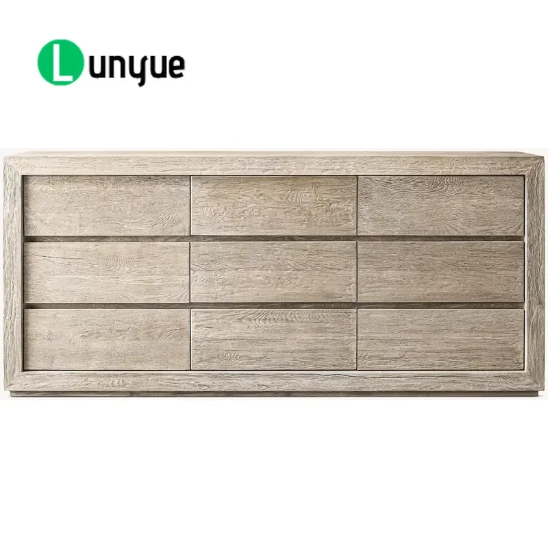 Luxury Modern Solid Wood 9 Drawer Dresser Bedroom Furniture Storage Cabinet High Quality Home Decor