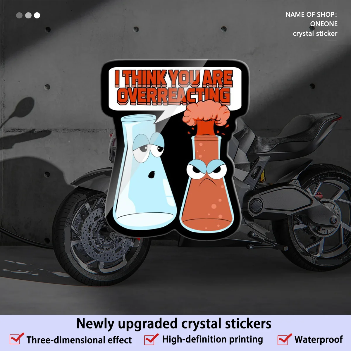 3Pcs/Set I Think You Overreacted Beaker Stickers, Waterproof Science Joke Decals for Car, Motorcycle and Laptop