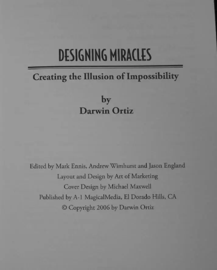 Darwin Ortiz - Designing Miracles Magic tricks , Magic instruction