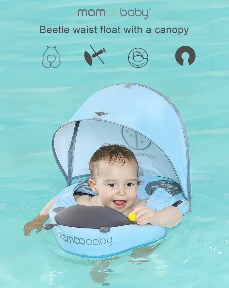 Mambobaby ว่ายน้ำเด็กทารก Sunshade สำหรับทารก Non-สระน้ำเป่าลมอุปกรณ์เสริมเด็กเล่นกลางแจ้งเอวน้ำ Floater