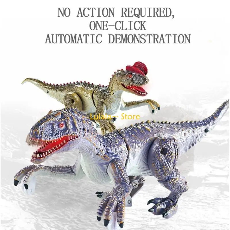 Y4QA เดินของเล่นไดโนเสาร์ไฟฟ้า Dilophosaurus กระพริบตาจำลองไดโนเสาร์ Action Figure เด็กโปรดปรานของขวัญ