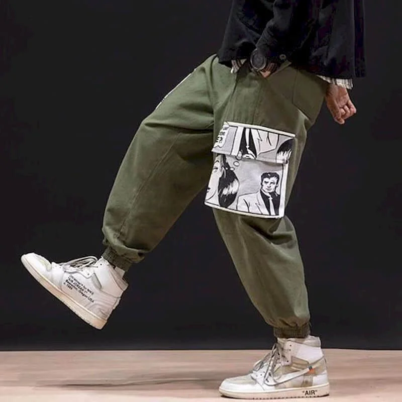 

Men Women Autumn Casual Pants Loose Students Harajuku Korean style Elastic Waist Large Size Harlan Beam Overall Pants Tide
