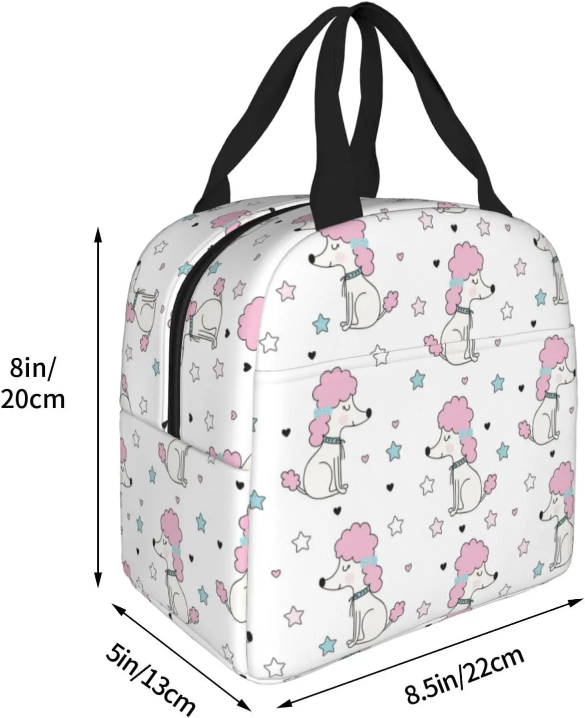 Insulated Lunch Bags for Men Women Work - Pink Cute Poodle Dog Stars Small Adult Lunch Box for Men Women n