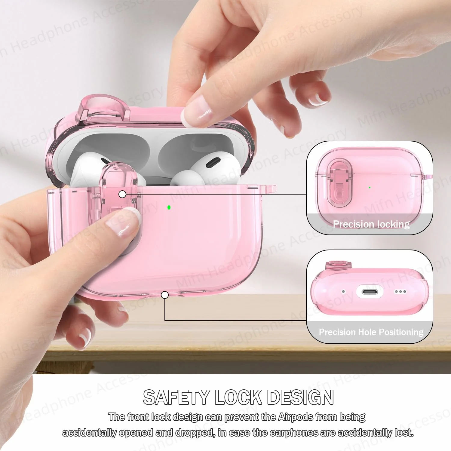 For AirPods 4 with Active Noise Cancellation (2024) (USB-C) Transparent Shell scratch Cases For Airpods Pro 2 3 4 white Lanyard