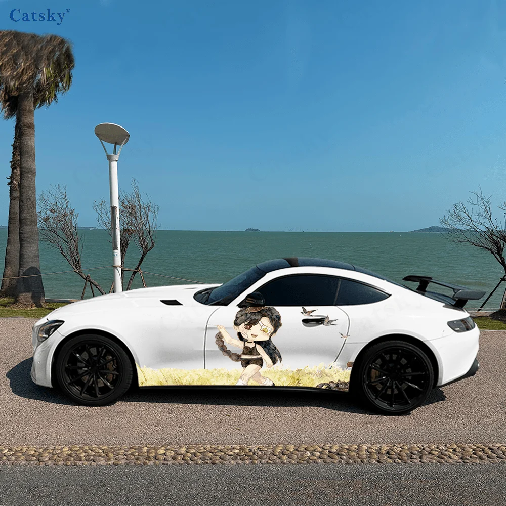 

Girl Scorpion Fly Kite Grass Car Vinyl Wraps Decal Self-adhesive PVC Sticker Suitable for Trucks SUV Decor Auto Accessories Gift