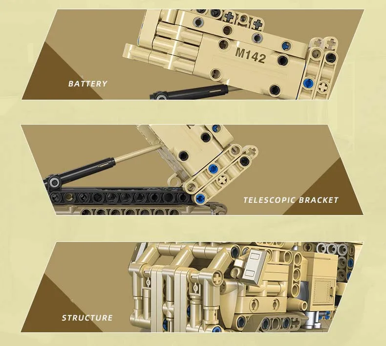Amerikanische moderne Militär-HIMARS-Bausteine, M142 Hochmobile Artillerie-Raketenwagen-Set, Armee-Fahrzeug-Spielzeug als Geschenk – Detail 5