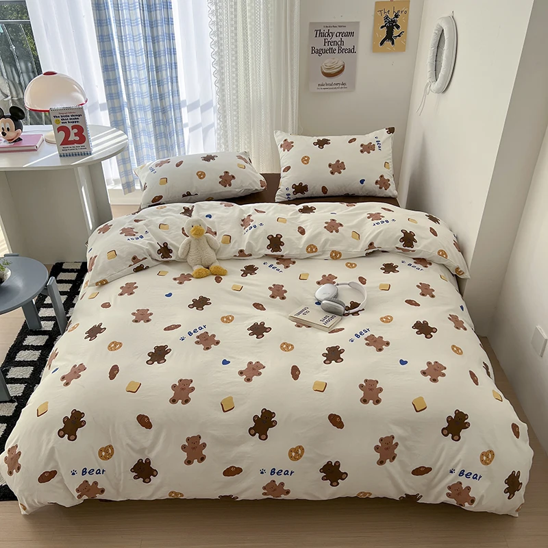 Bonenjoy Bedding Set Cartoon Style Bedsheet Set Single/Double/Queen Size Bedclothes Girls Room Quilt Cover Set juegos de sábanas