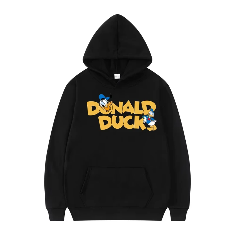 Novo casal roupa disney mulheres homens hoodies pato donald moletom casual dos desenhos animados com capuz roupas confortáveis y2k impressão topo