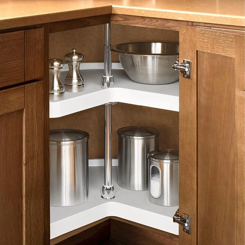 M11K-Lazy Susan Shelf Liner,Silicone Lazy Susan Liner For Dual Tier Pie Cut Lazy Susan Organizer,Non-Slip Thermal Mat 2 PCS