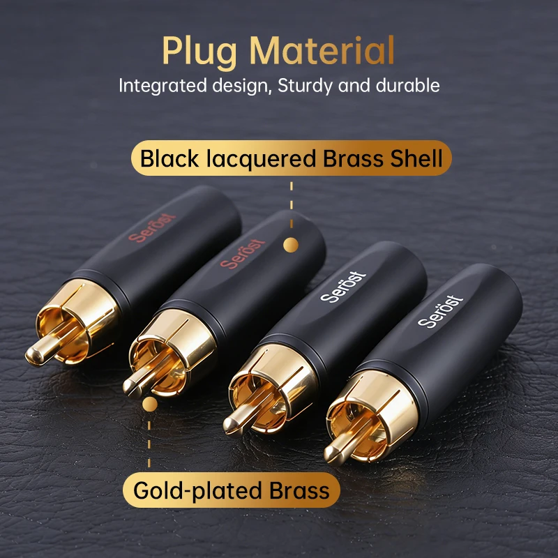 Serost HiFi-Audiokabel, vergoldeter Messing-RCA-Stecker, DIY-Verbinder, 4 mm bis 8 mm Durchmesser, unterstützt Audiokabel für HiFi-Systeme. – Detail 2