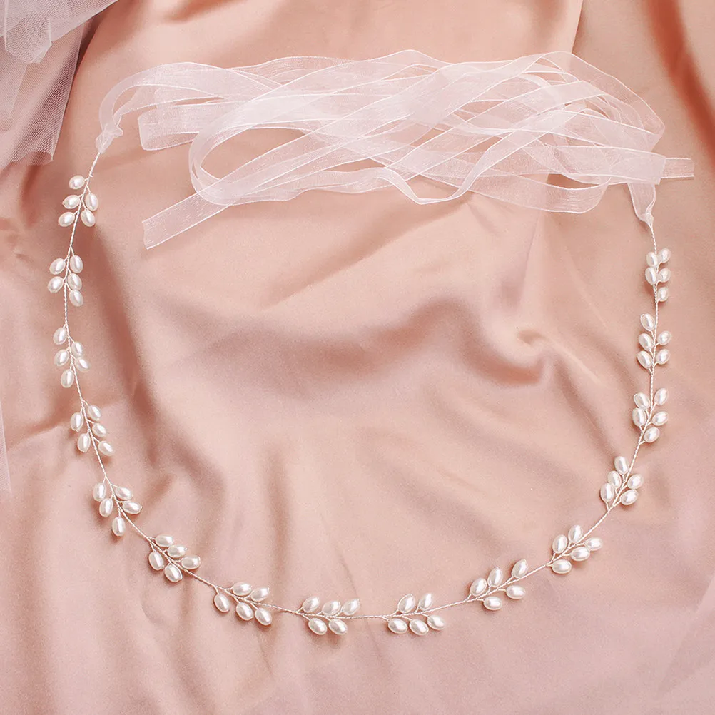 Cinturón de Novia con Perlas y Cinta para Vestido de Boda, para Novias, Damas de Honor, Fiestas, Eventos Formales, Accesorio para Fotos de Recuerdo, Elegante Fajín