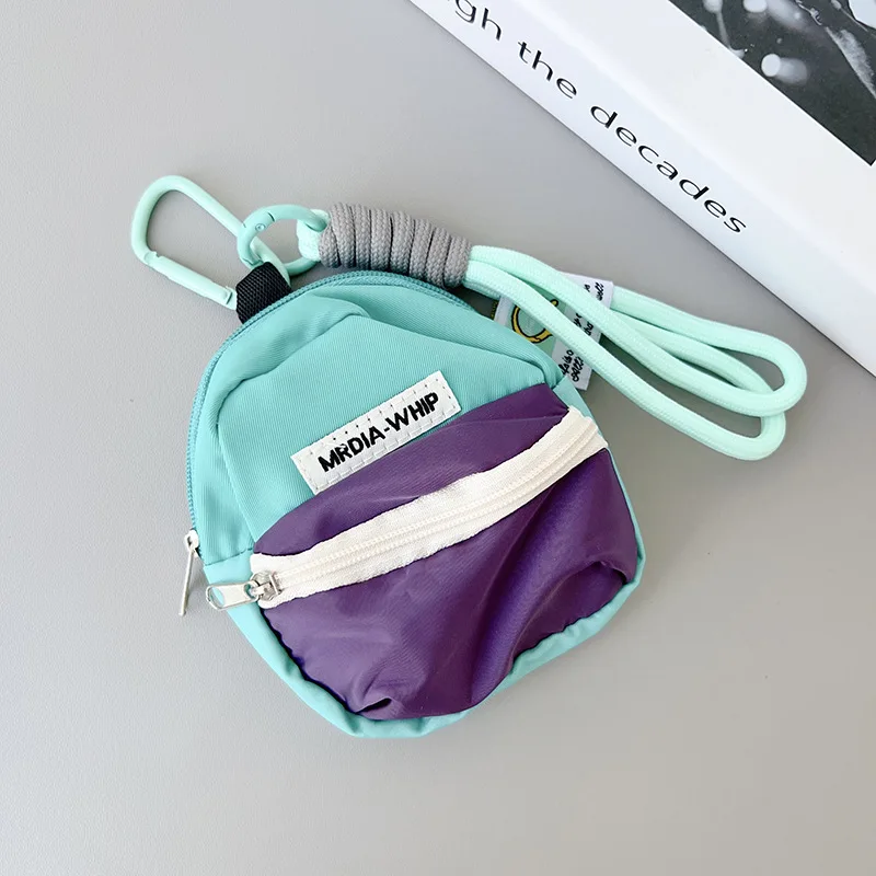 Korean Style Strawberry Print Mini Bag Keychain Portable Small Wallet Cute Backpack Charm For Women Key Organizer