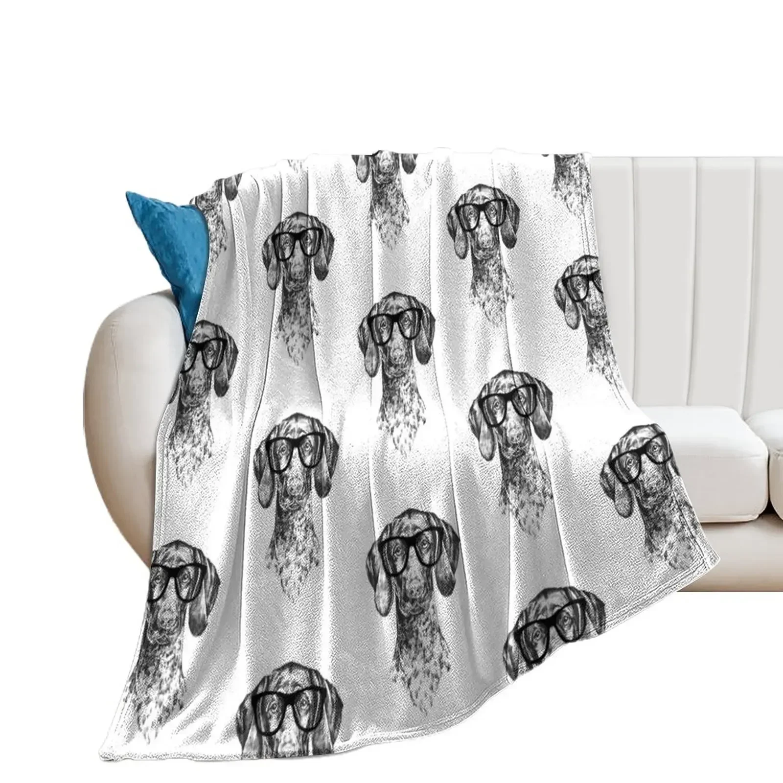 Hipster German Shorthaired Pointer Dog Line Drawing Throw Blanket Decoratives valentine gift ideas Sleeping Bag Blankets