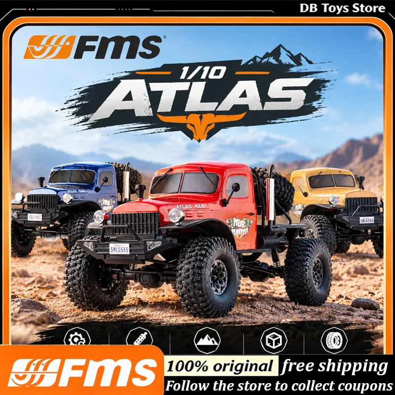 FMS 1/10 RC Crawler Atlas 4X4 Off-Road 4WD Rock Climbing Truck RTR Electric Simulation Hobby Toy Boys Hobby Gift Halloween Gifts