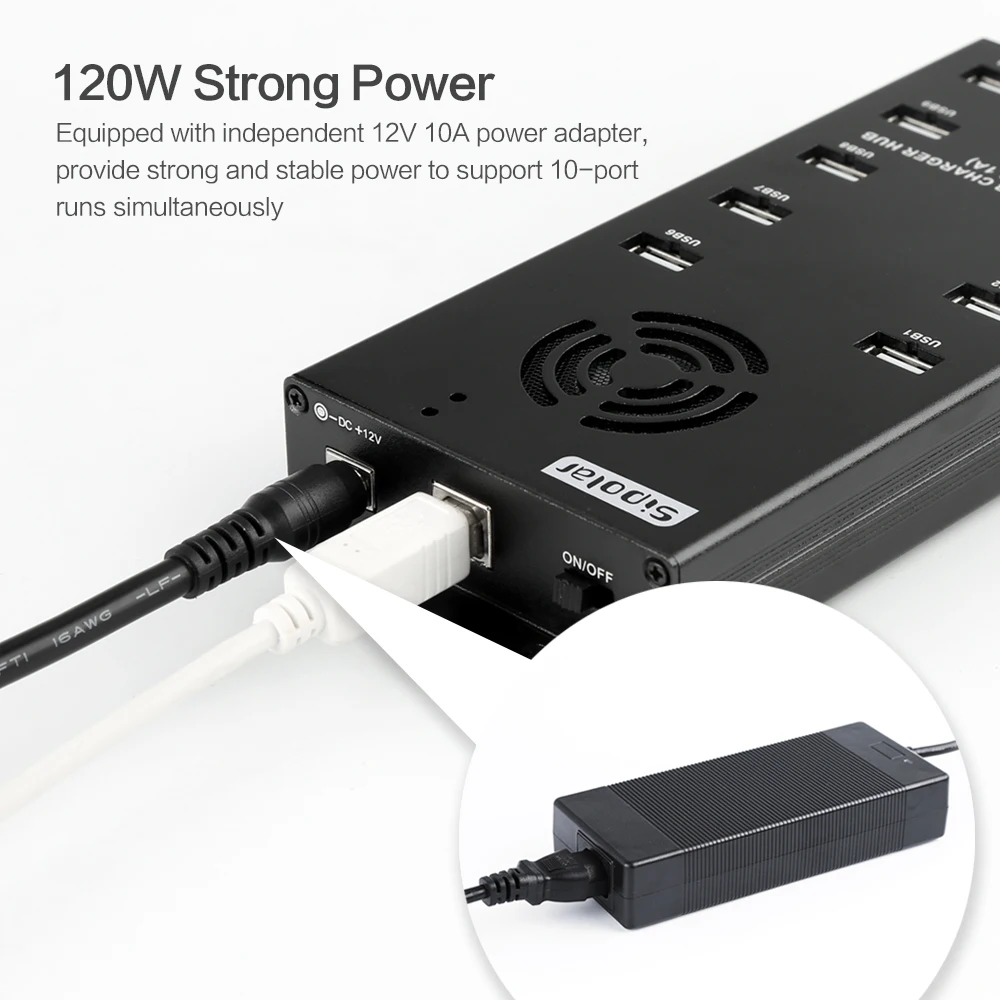 10 Port USB Charger for Multiple Devices No Computer Required for Charging Mode, Desktop Power Adapter
