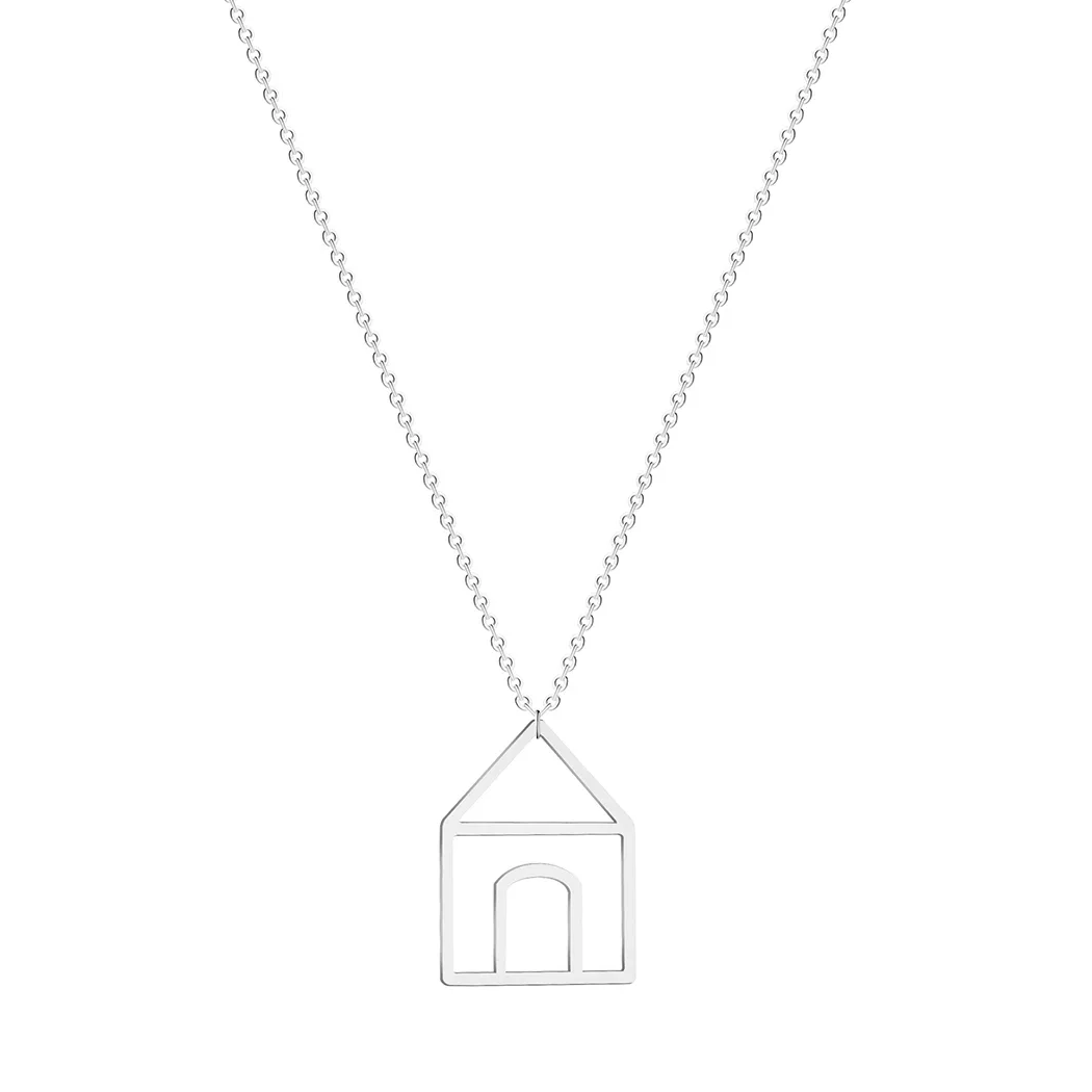 Stainless Steel Necklaces Little House Pendant Necklace Romantic Home Gift Stylized House Pendant Gift for Friend Moving Gift