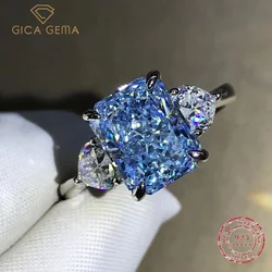 Gica Gema Classic 925 Sterling Silver Ring For Women Ice Cut 3CT Simulated Moissanite Gemstone Wedding Engagement Fine Jewelry