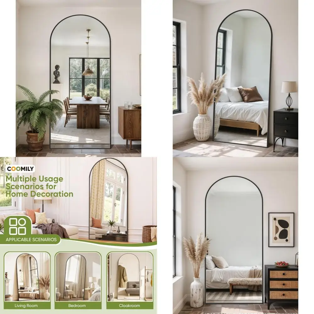 Arched Full-Length Standing Mirror with Stand, 71x26 Inch Floor Mirror for Bedroom, Living Room, Gym, Dorm - Shatterproof, Ideal