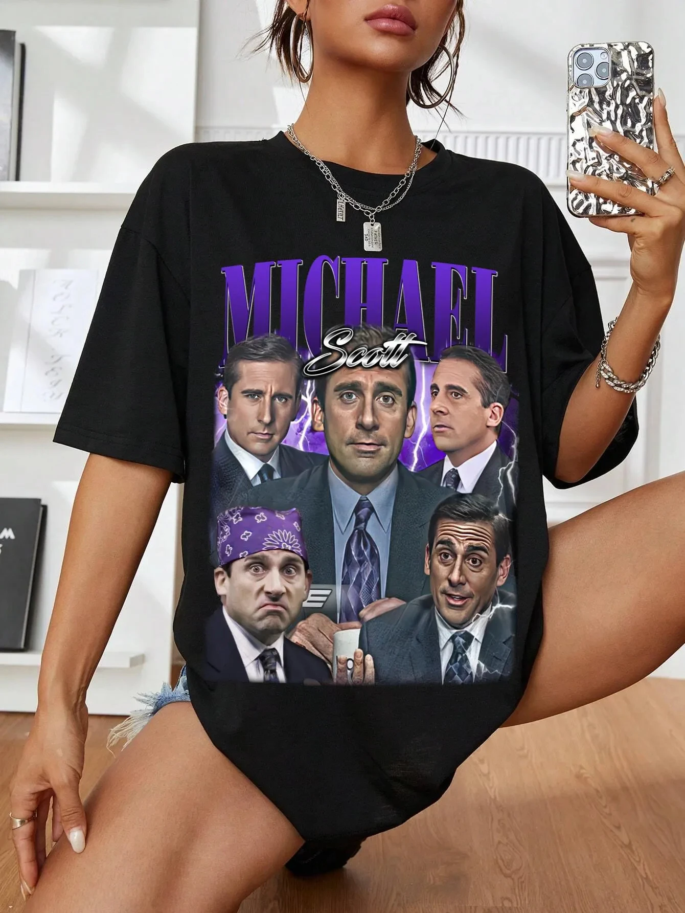 Michael Scott T-Shirt Vintage The Office Crewneck, lustige TV-Show-Fan-Bekleidung