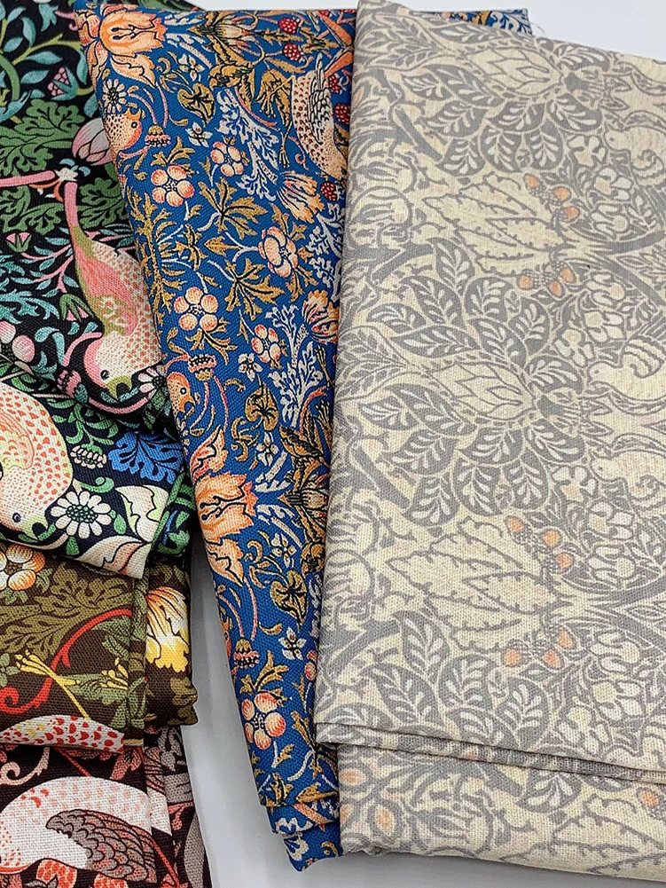 William Morris złodziej ptasia tkanina żółta zielona niebieski Patchwork DIY ręcznie robiona dla szycie ubrań przez pół metra