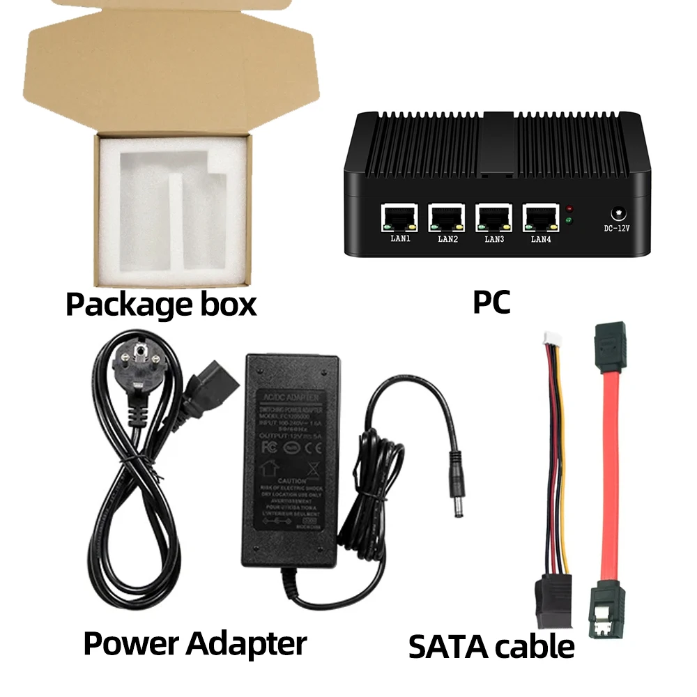 XCY Fanless Industrial Mini PC Celeron N2830 4x LAN HDMI VGA SIM Slot 4G Modem WiFi Win7/10 Linux For Firewall Digital Signage