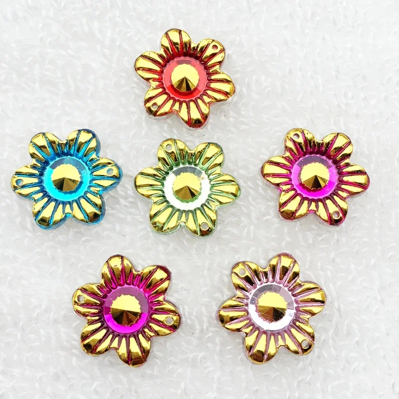 40pcs 18mm flower shape shirt buckle buckle decoration Phnom Penh DIY button 2 Holes Rhinestone wedding decoration -A92A