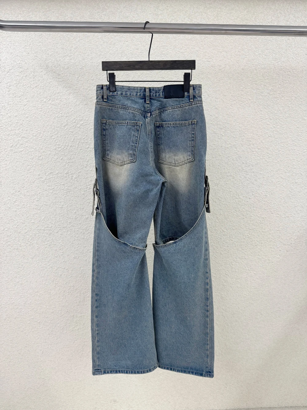 ผู้หญิงสีฟ้าที่ถอดออกได้สองสวมใส่ Workwear กางเกงยีนส์ Retro 2000s Y2k อเมริกัน Streetwear เอวสูงหลวมกางเกงยีนส์ขากว้าง 90s เสื้อผ้า