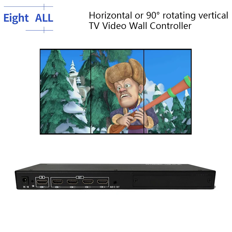 

HDMI 4K TV Video Wall Controller Processor 2x2 1X2 1X4 1X3 2X1 3x1 4X1 90 °Rotation Vertical Splicing Processor USB Playback