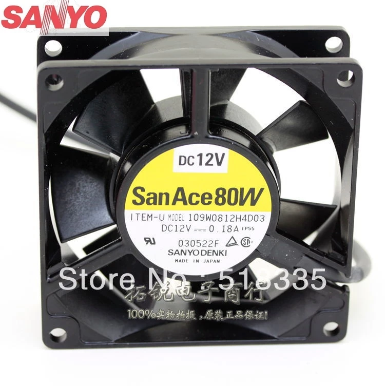 

For Sanyo 109W0812H4D03 12V 0.18A 8025 8cm 80mm pc case server inverter cooling fan