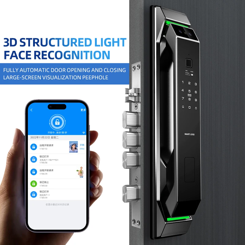 3d Face Lock Palm Print Recognition Intelligent Smart Automatic Face and Fingerprint Lock Digital Lock for Home