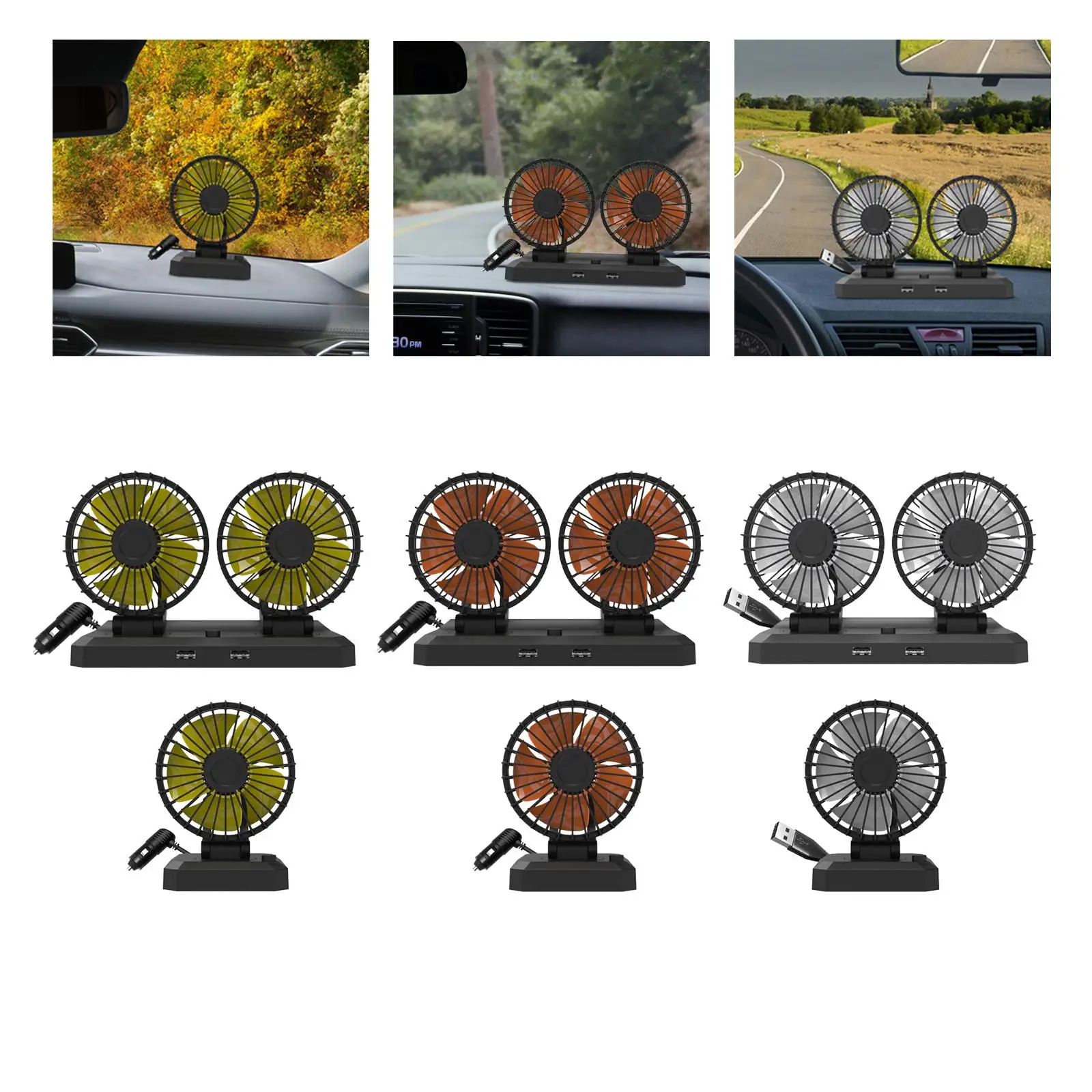 Automotive Car Fan Cooling Air Fan 360 Degrees Rotary Strong Wind Desk Fan