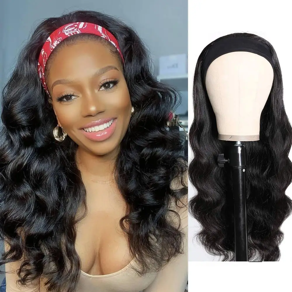 

Glueless 150% Density Brazilian Virgin Hair Headband Wigs for Black Women, 16inch Body Wave Style