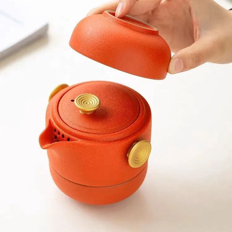Ceramic Porcelain Teapot & Teacups Portable Travel Kung Fu Tea Set Chinese Tea Pot and Cup Set Home Office Teaware