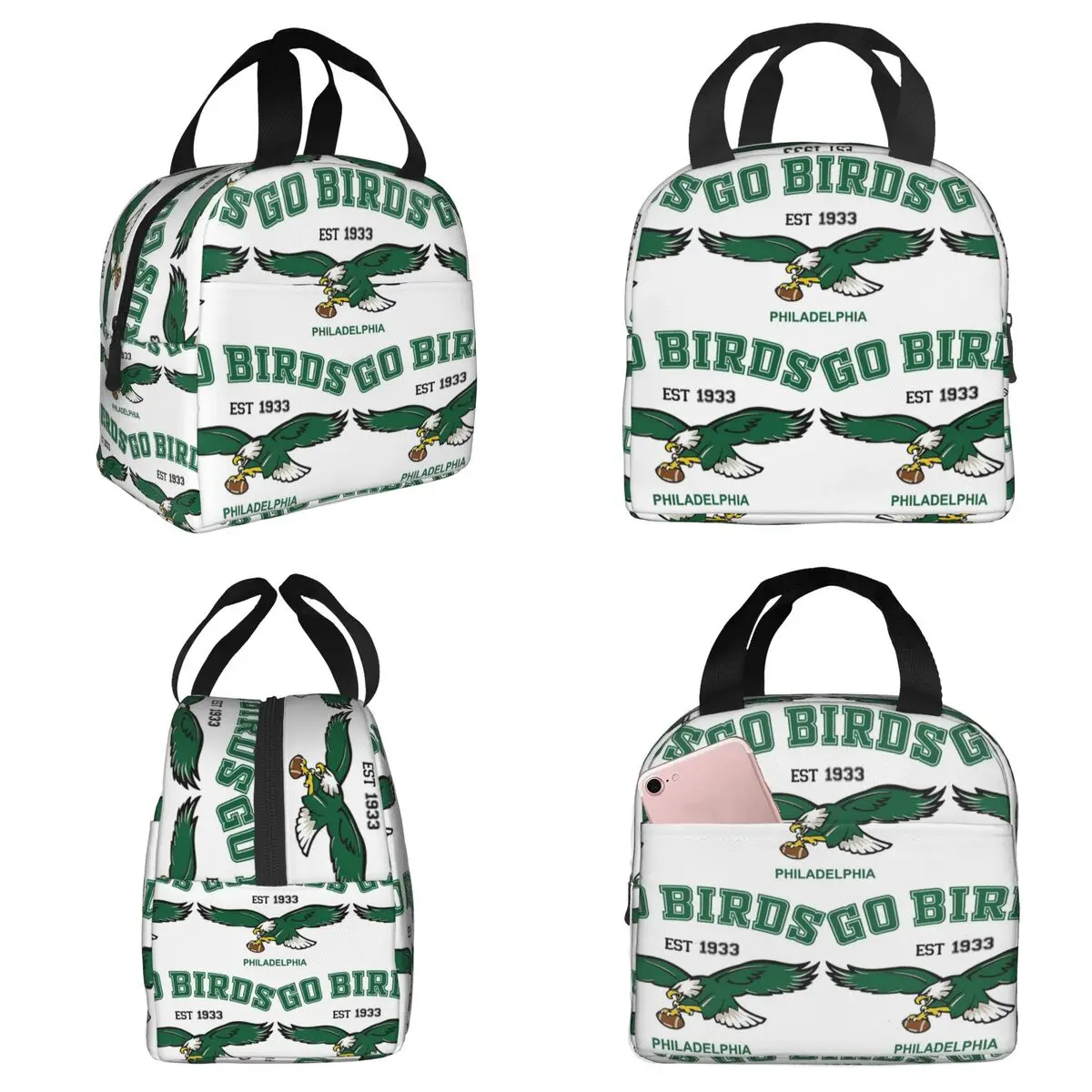 Art - Philadelphia Eagles Bolsa térmica para el almuerzo para mujer, caja térmica para comida, bolsa térmica para oficina, contenedor portátil para almuerzo