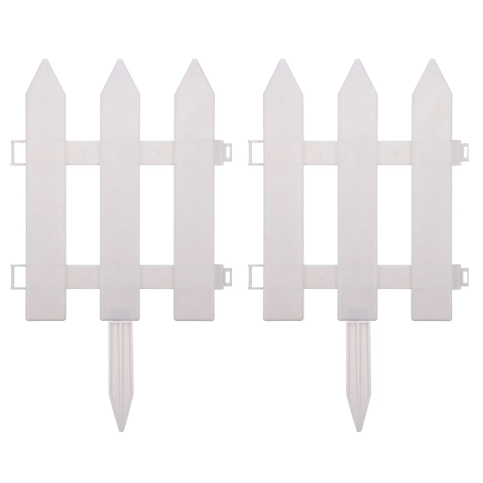 2Sets Outdoor Garden Fence White Plastic Lawn Protective Guard for Flowerbeds Paths Driveways Walkways Yard Borders Patio Edging